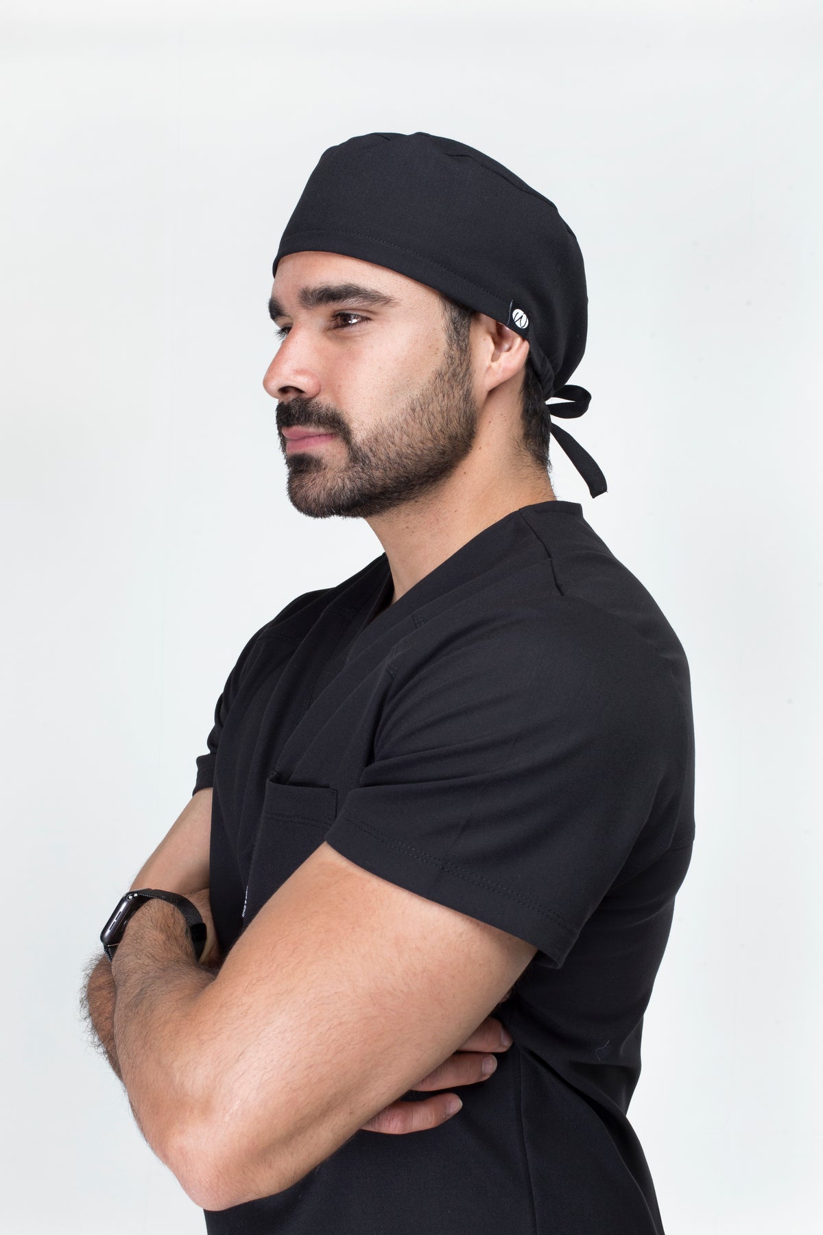 Man wearing Black Men’s Surgical Cap by Work & Chill